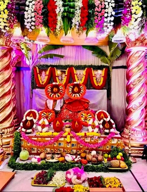 Nava Chandi Homa performed at home in Singasandra, Bangalore by a Gopuja Vedic pandit