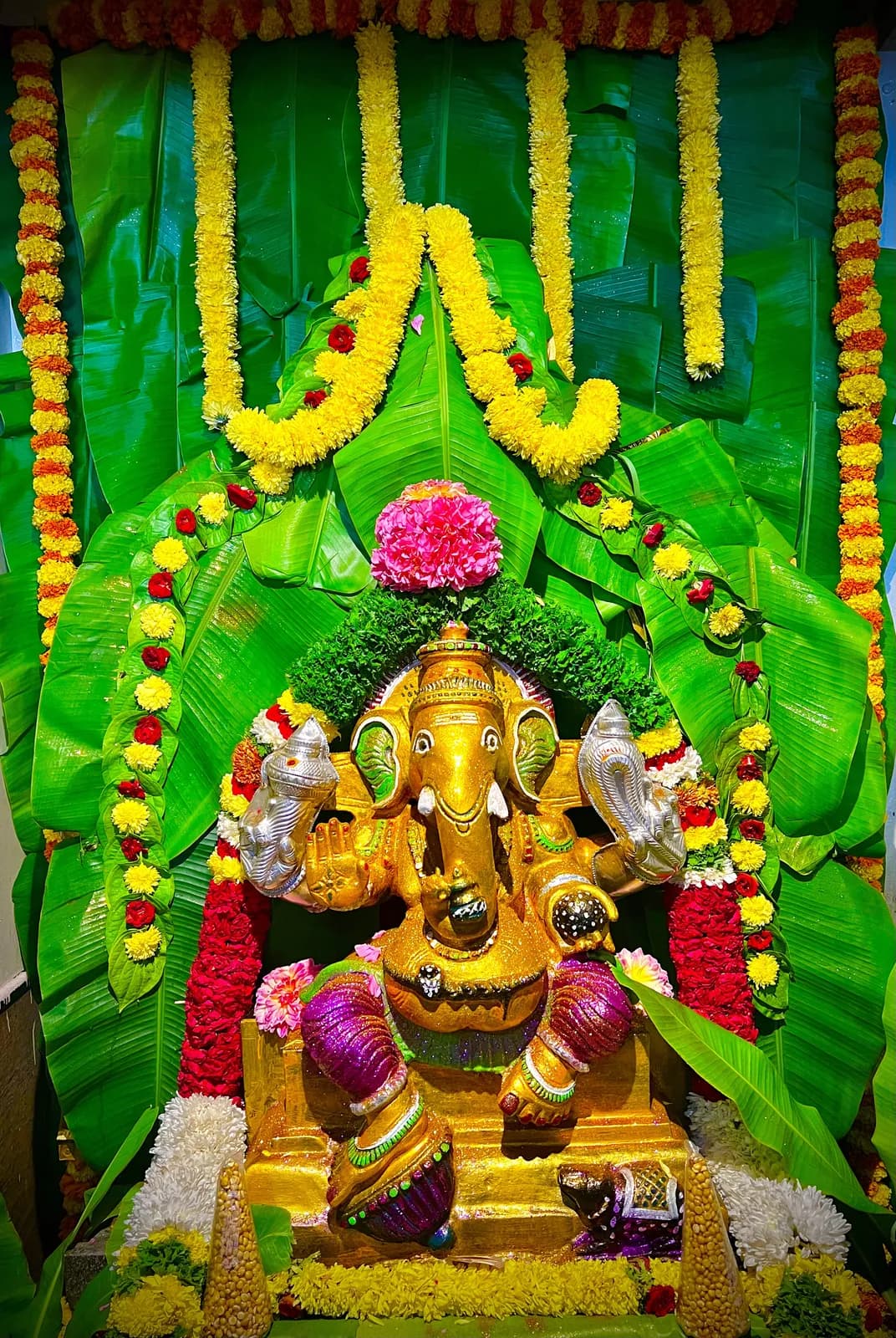 Ganesh Chaturthi Puja performed at home in Hongasandra, Bangalore by a Gopuja Vedic pandit