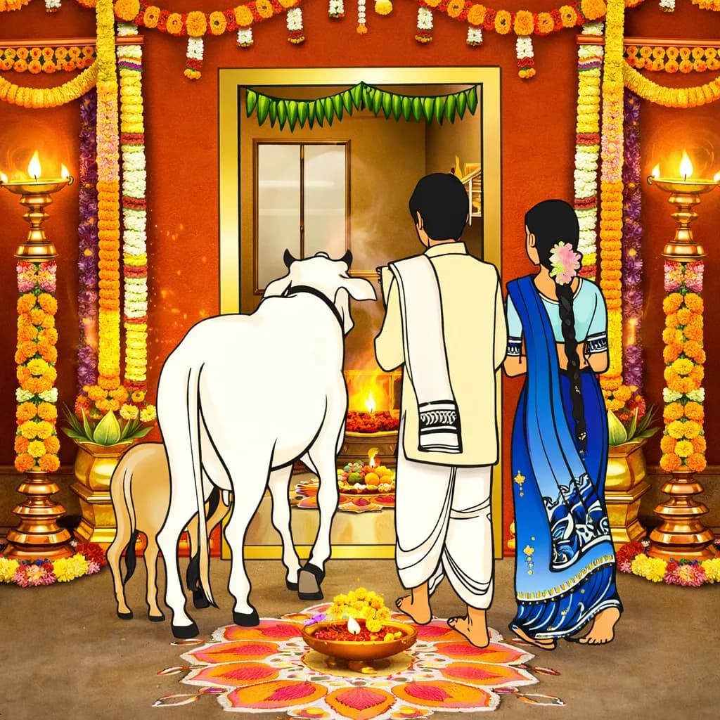 Go Dana (Cow Donation) performed at home in JP Nagar, Bangalore by a Gopuja Vedic pandit