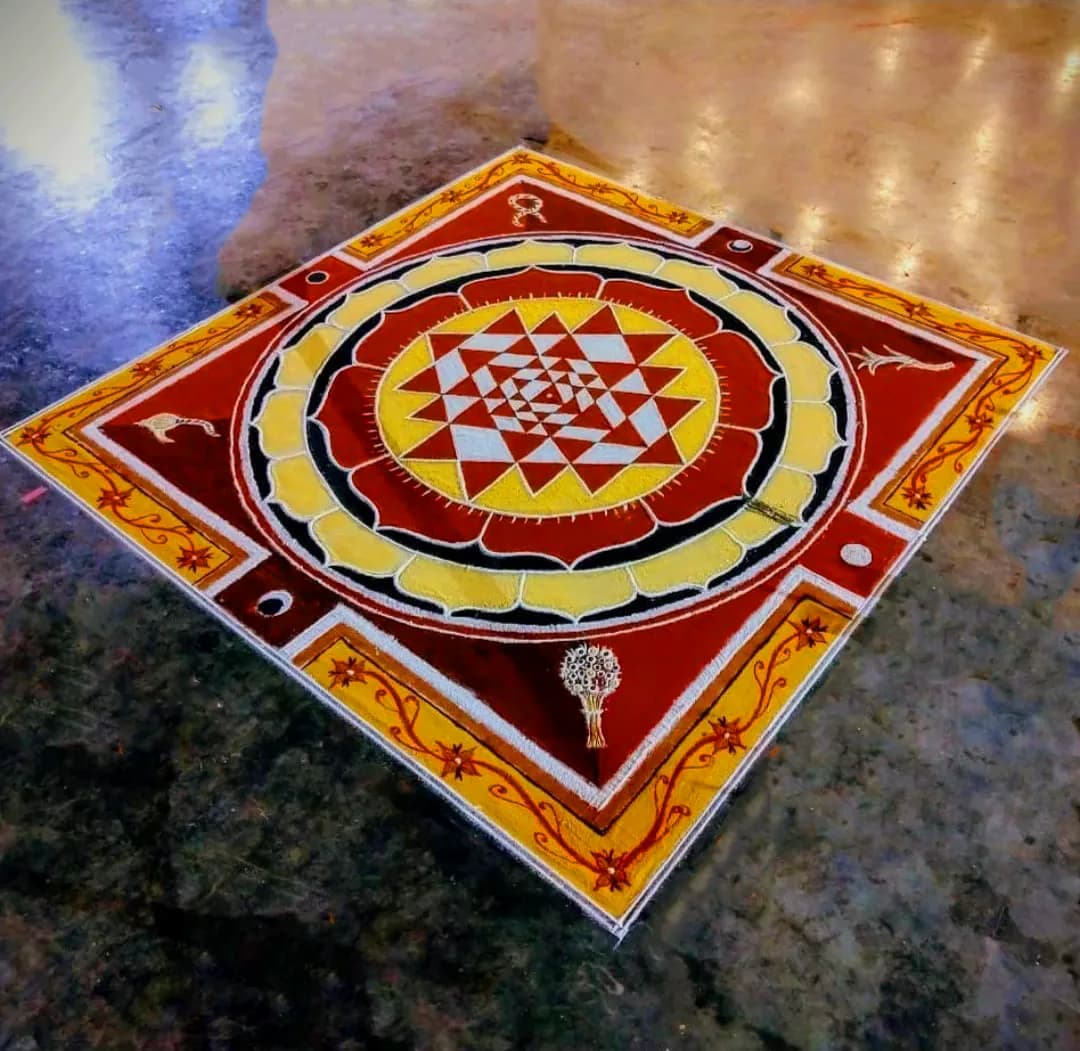 Sri Chakra Puja performed at home in Panathur, Bangalore by a Gopuja Vedic pandit